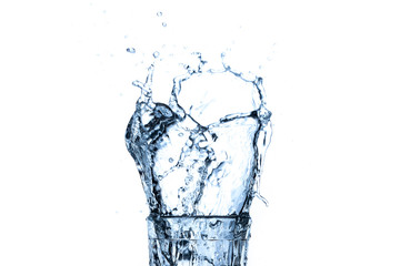 water splash in glass isolated on white background