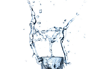 Fototapeta na wymiar water splash in glass isolated on white background
