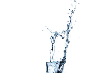 water splash in glass isolated on white background
