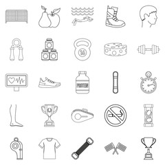 Professional sportsman icons set, outline style