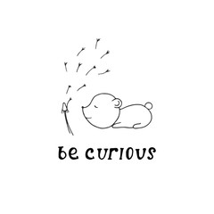 Be curious. Nursery lettering design.