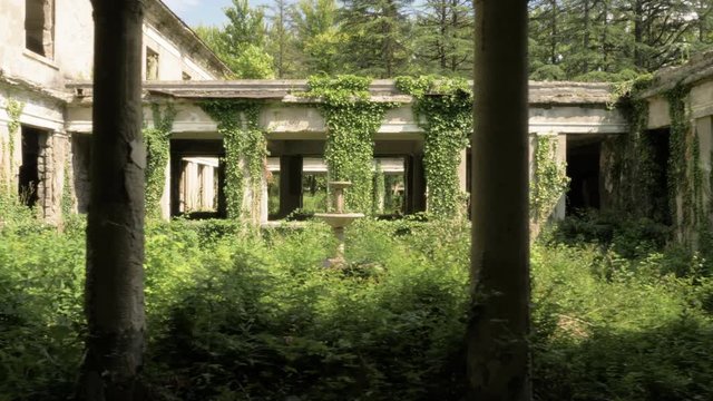 Walking in the abandoned building in Tskaltubo, Georgia