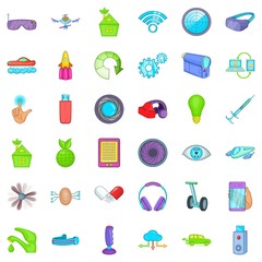 Cyber eye icons set, cartoon style