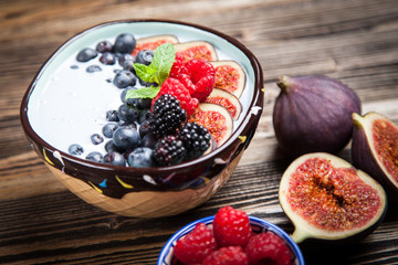 Delicious blueberry and fig yoghurt