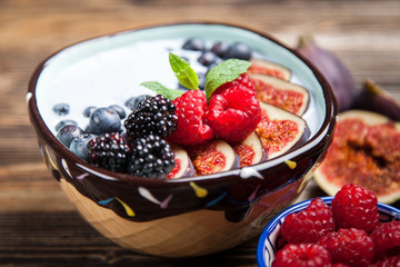 Delicious blueberry and fig yoghurt