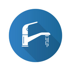 Faucet flat design long shadow glyph icon