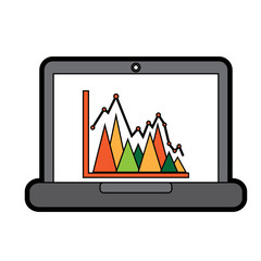 laptop computer screen financial business chart graph vector illustration