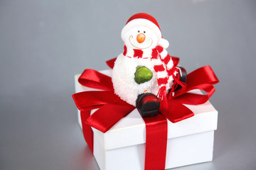 Christmas composition with gift box and decorations