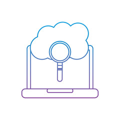 laptop cloud binary search process storage info vector illustration