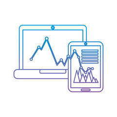 laptop computer mobile screen chart graph business app vector illustration