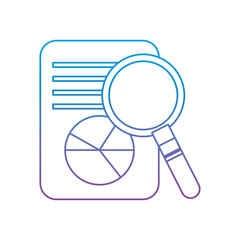 business document graph chart diagram magnifier search vector illustration