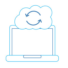 cloud storage device laptop with cloud data base vector illustration