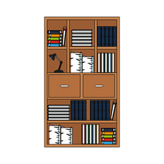 Wooden bookcase with elements