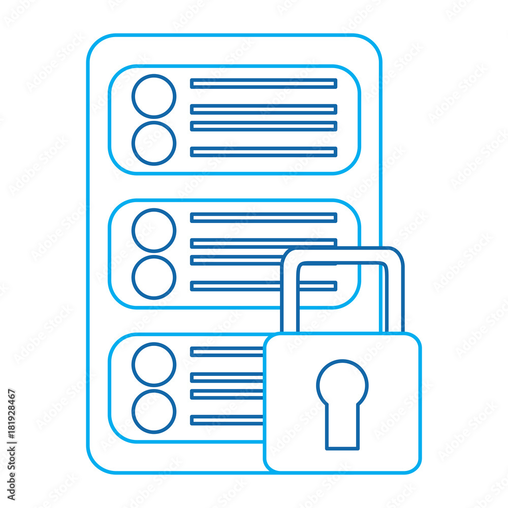 Aufkleber server security safety lock web hosting icon image vector illustration design blue line