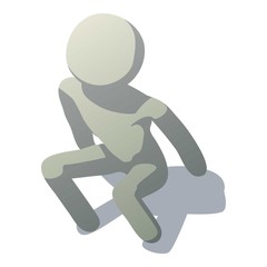 Stick man shitting icon, isometric style