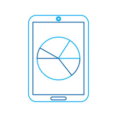 pie graph chart on cellphone screen icon image vector illustration design  blue line