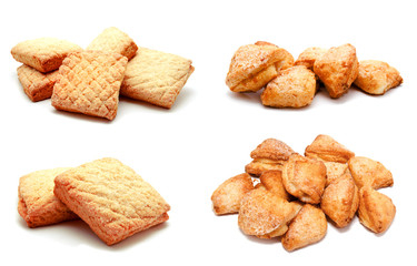 Collection of photos perfect cookies biscuit pastry isolated