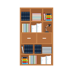 Wooden bookcase with elements