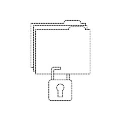 file folder with safety lock  icon image vector illustration design  black dotted line