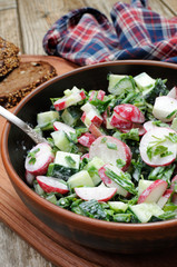 Salad from radish and cucumber