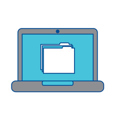 file folder on laptop screen icon image vector illustration design  grey and blue