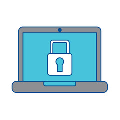 laptop computer screen security padlock protection vector illustration