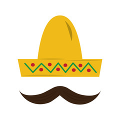 mexican hat and mustache carnival costume vector illustration