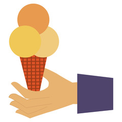 hand with ice cream vector illustration design