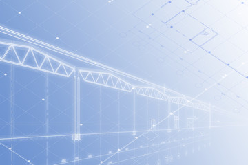 Background -architectural drawing of industrial building