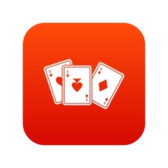 Playing cards icon digital red
