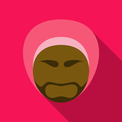 Portrait of an arab man ( Arabian Shekih) in traditional dress over in flat style with shadow