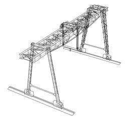 Gantry crane. Wire-frame. Vector EPS10 format