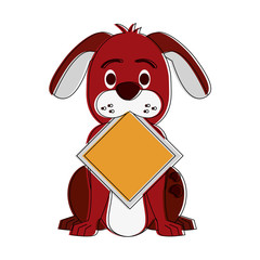 Dog with roadsign cartoon