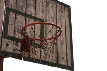 Closeup of an old basketball hoop
