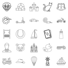 Tenderling icons set, outline style