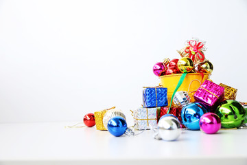 Gift boxes New year accessories.Christmas concept copy space