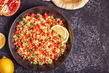 Tabbouleh salad, traditional middle eastern or arab dish.
