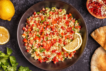 Tabbouleh salad, traditional middle eastern or arab dish.