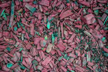 Red wood chips texture, wooden decorative background