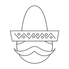 man with sombrero mexico culture icon image vector illustration design  black line