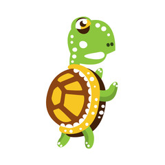 Obraz premium Scary green turtle standing with flippers up