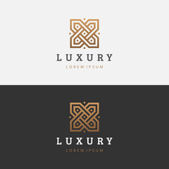 Universal cross ornament logotype. Abstract line creative logo icon design