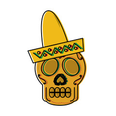 sugar skull with sombrero mexico culture icon image vector illustration design 