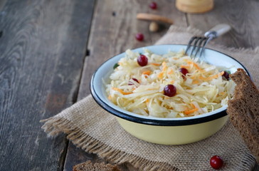 Sauerkraut with cranberries in a bowl