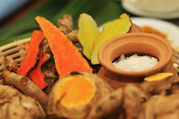 Herbs ingredient  for override the salt pot,Thai traditional medicine, Hot compress therapy.