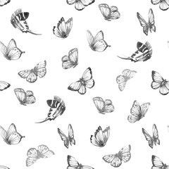 Watercolor butterfly vector pattern