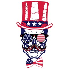 Naklejka premium Crane hipster chapeau americain lunette de soleil usa noeud papillon