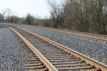 Train tracks receding in the distance