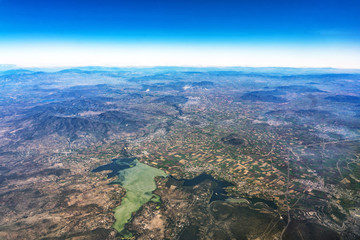 lake texcoco near mexico city aerial view cityscape panorama