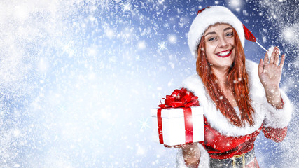 Santa Claus woman and xmas time 
